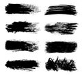 Black set of paint, brush strokes